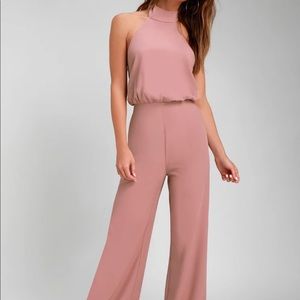 Dusty Pink Halter Jumpsuit (Lulus Moment for Life)